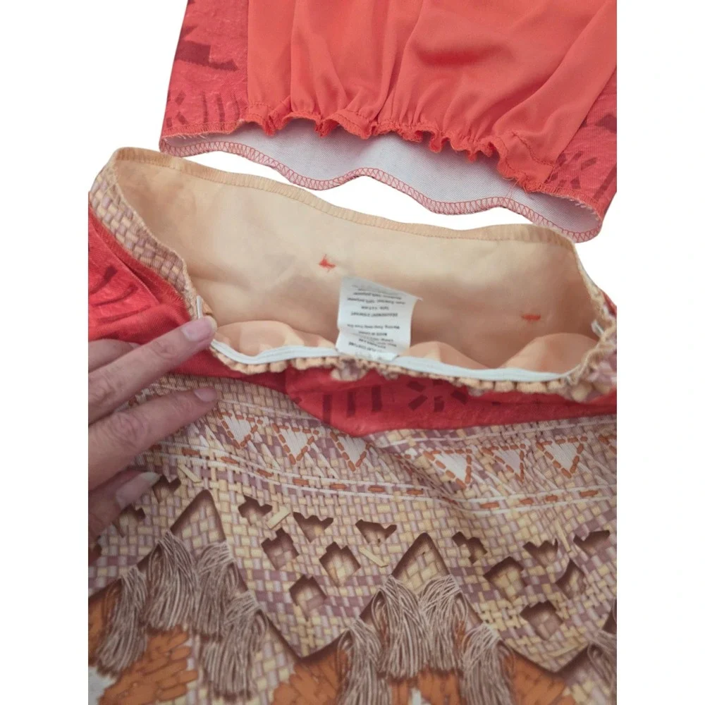 Disney Moana Costume Set Jakks Pacific Tribal Print Girls Size 4-6X Red - Picture 11 of 16